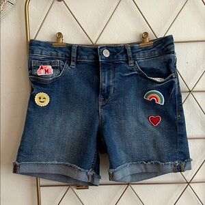 10 | Gap Girls' Dark Wash Denim Shorts with Patch Details